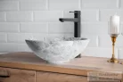 Invena TINOS 39,5 cm-es pultra ültethető mosdó csaplyuk nélkül,matt szürke márvány hatású CE-43-707-C