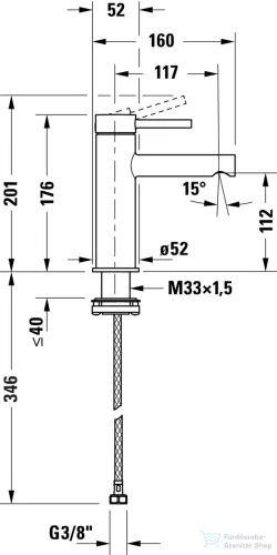 Duravit CIRCLE M mosdó csaptelep leeresztő nélkül, króm CE1020002010
