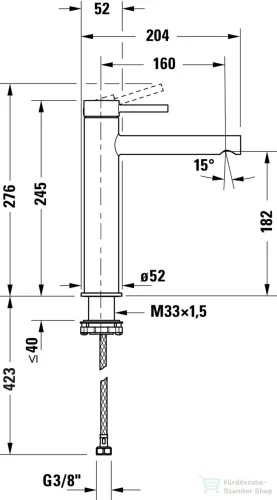 Duravit CIRCLE L magasított mosdó csaptelep leeresztő nélkül, króm CE1030002010