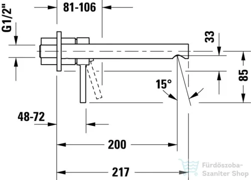 Duravit CIRCLE falsík alatti mosdó csaptelep 20 cm-es kifolyóval, alaptest-és leeresztő nélkül, króm CE1070004010