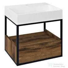   Sapho SKARA mosdótartó szekrény fiókkal, matt fekete kerettel, 59x46,5cm, Collingwood tölgy (CG002-1919)