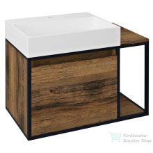   Sapho SKARA mosdótartó szekrény fiókkal, matt fekete kerettel, 80x46,5cm, Collingwood tölgy (CG003-1919)