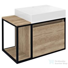   Sapho SKARA mosdótartó szekrény fiókkal, matt fekete kerettel, 80x46,5cm, Alabama tölgy (CG003-2222)