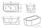 Niwell AVIORA R 150x75 cm falhoz illeszthető szabadon álló kád, jobbos, fehér COM-NW-KSZ-AVI-Rxxx