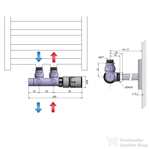 Sapho TWIN TERMO csatlakozó készlet radiátorhoz, króm (CP3010S)