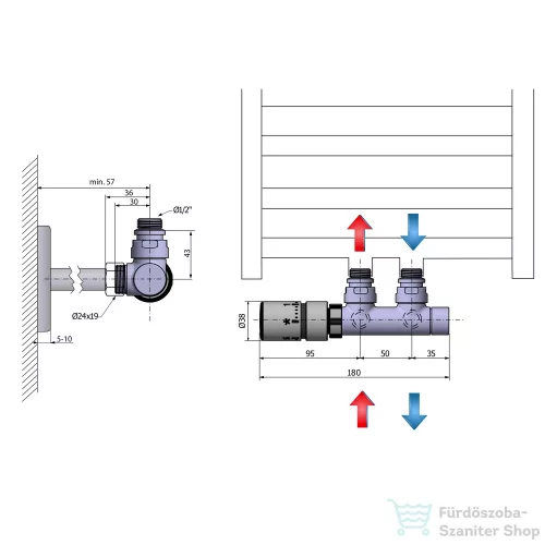 Sapho TWIN TERMO csatlakozó készlet radiátorhoz, króm (CP3012S)