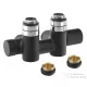 Sapho TWIN COMBI csatlakozókészlet radiátorhoz, középső bekötés, 50mm, fekete (CP461BS)