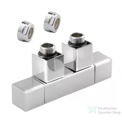   Sapho CUBE TWIN csatlakozókészlet radiátorhoz, középső bekötés, 50mm, króm (CP581S)