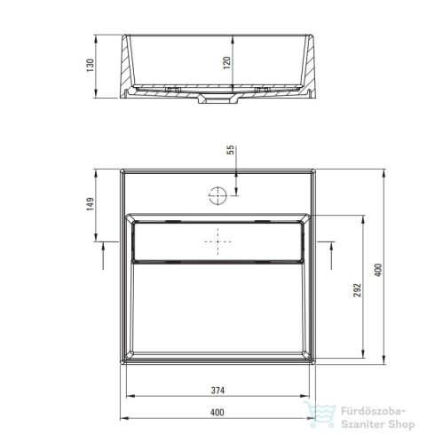 Deante CORREO pultra ültethető gránit mosdó 40x40 cm, lefolyófedéllel, alabástrom CQR_AU4M