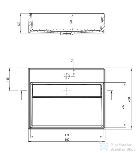 Deante CORREO pultra ültethető gránit mosdó 50x40 cm, lefolyófedéllel, alabástrom CQR_AU5M