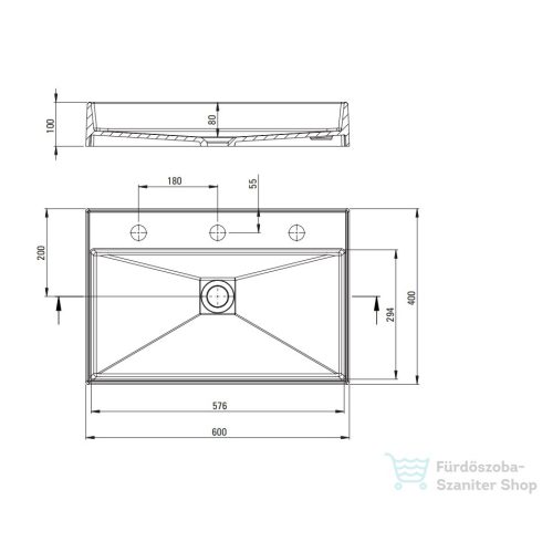 Deante Correo ráültethető gránit mosdó 60x40 cm, túlfolyó nélkül, matt fekete CQR_NU6S
