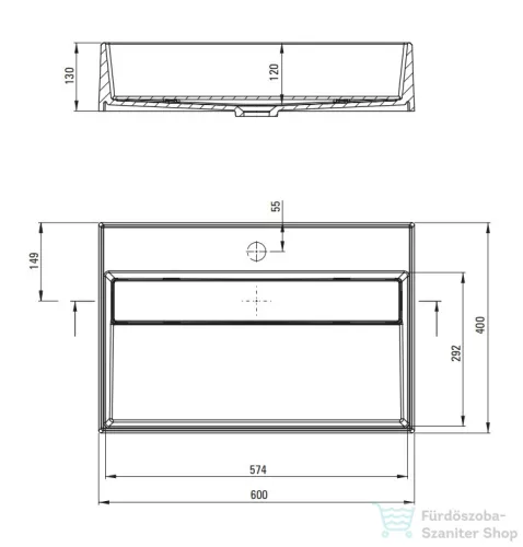 Deante CORREO pultra ültethető gránit mosdó 60x40 cm, lefolyófedéllel, antracit metál CQR_TU6M