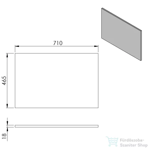 Sapho CIRASA DTDL pult, 71x46,5x1,8cm, fényes fehér (CR071-3030)