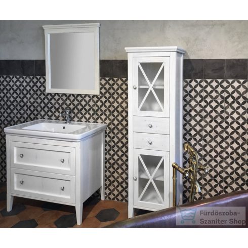 Sapho CROSS üveges állószekrény, 47x170x39cm, jobbos, antikolt fehér CR213