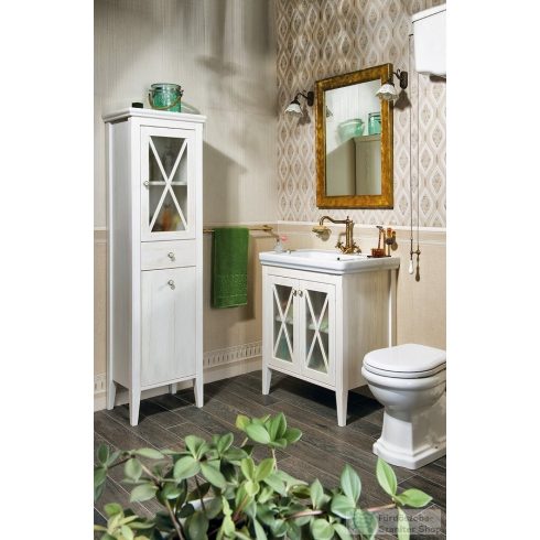 Sapho CROSS állószekrény szennyeskosárral, 47x170x39cm, balos, antikolt fehér CR216