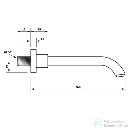 Sapho Fali kádtöltő, 26cm, króm CR260CRO