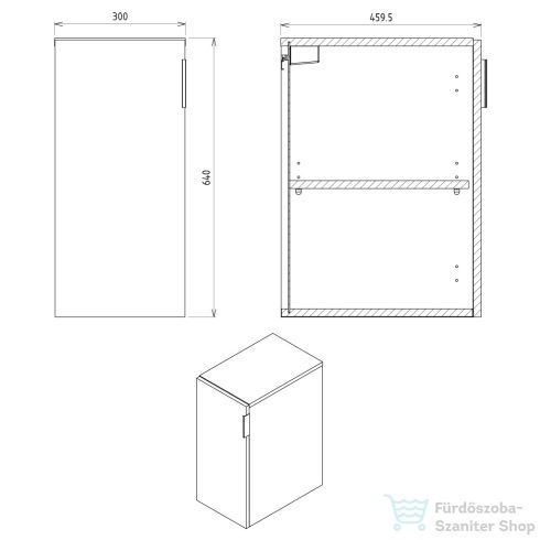 Sapho CIRASA Alsó szekrény, 1 ajtóval, 30x64x46cm, jobbos/balos, carina (CR301-4141)