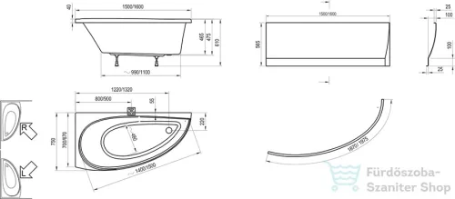 Ravak Avocado 150 x 75 jobb akrilkád (hófehér) CS01000000
