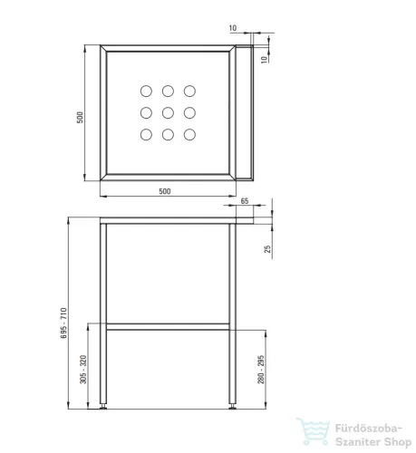 Deante álló fürdőszobai konzol 565x500 mm, fekete CST_X50A