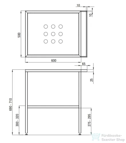 Deante álló fürdőszobai konzol 665x500 mm, fekete CST_X60A