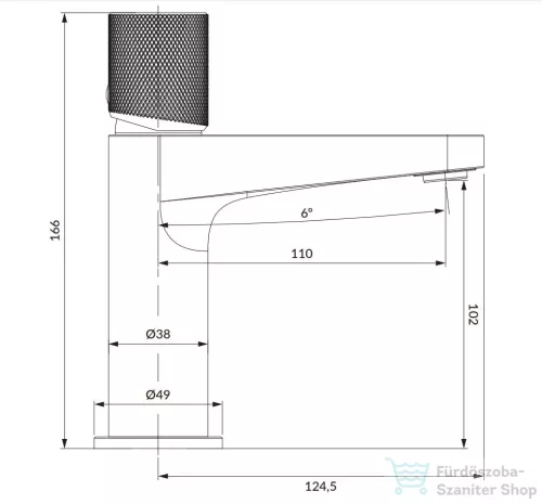 Omnires CONTOUR mosdó csaptelep leeresztő nélkül, szálcsiszolt arany CT8010GLB