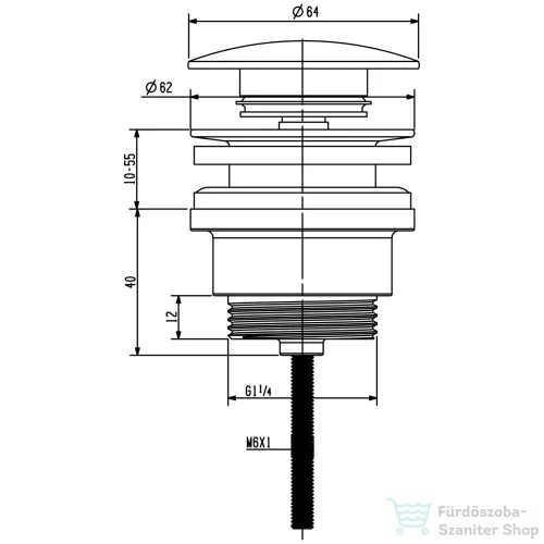 Sapho klik-klak mosdólefolyó, 5/4“, matt arany (CV1002GB)