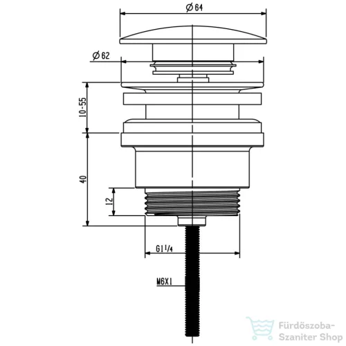 Sapho KLIK-KLAK mosdólefolyó, 5/4, gun metal (CV1002GM)