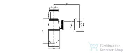 AQUALINE mosdó szifon szorító anyával, 1"1/4-32mm, réz/króm CV1006