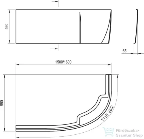 Ravak El?lap 'A' Rosa 95 bal 150 cm akrilkádhoz (hófehér) CZ55100A00