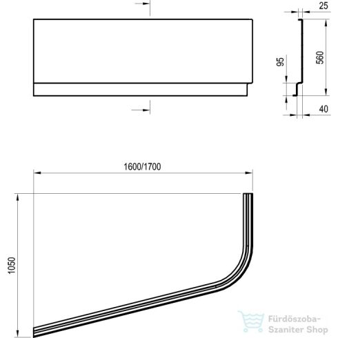 Ravak Előlap "A" CHROME 160x105 jobbos, fehér CZA6100A00