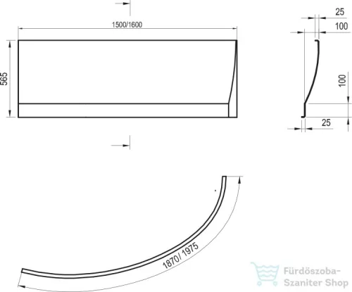 Ravak El?lap 'A' Avocado bal 160 cm akrilkádhoz (hófehér) CZQ1000A00