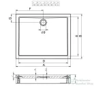 Riho Davos 100x80x14 szögletes zuhanytálca előlappal és lábbal 273
