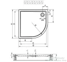 Riho Davos 90x90x14 íves zuhanytálca előlappal és lábbal 281