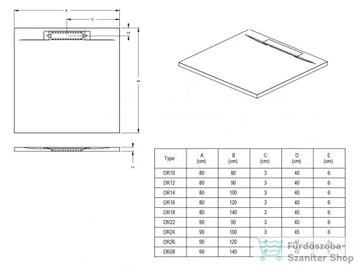 Riho Isola 140x90 antracit zuhanytálca DR28080