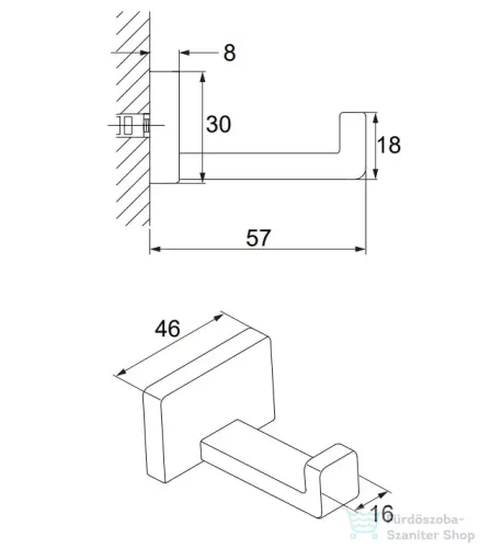 Omnires DARLING akasztó, selyemfényű fekete DA70110BL