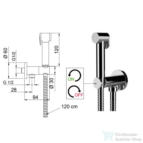 Sapho fali bidézuhany gégecsővel, kerek, króm (DB107)