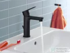 Duravit D-CODE Minusflow M hidegindításos mosdó csaptelep automata leeresztővel, matt fekete DC1023001046