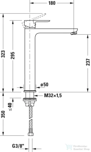 Duravit D-CODE Minusflow XL hidegindításos, magasított mosdó csaptelep leeresztő nélkül, króm DC1043002010