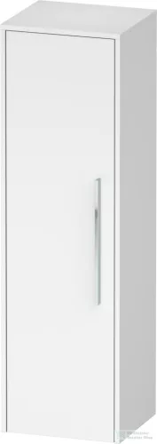 Duravit D-CODE 132x40x36 cm-es 1 ajtós félmagas szekrény króm fogantyúval, balos, matt fehér DC1338L10180000