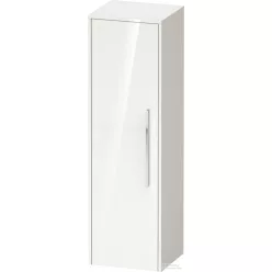   Duravit D-CODE 132x40x36 cm-es 1 ajtós félmagas szekrény króm fogantyúval, balos, fényes fehér DC1338L10220000