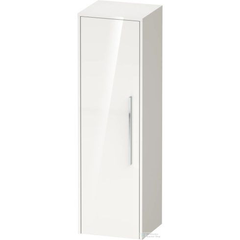 Duravit D-CODE 132x40x36 cm-es 1 ajtós félmagas szekrény króm fogantyúval, balos, fényes fehér DC1338L10220000