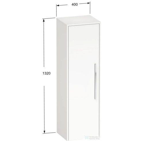 Duravit D-CODE 132x40x36 cm-es 1 ajtós félmagas szekrény króm fogantyúval, balos, matt bazalt DC1338L10430000