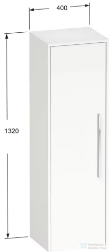 Duravit D-CODE 132x40x36 cm-es 1 ajtós félmagas szekrény króm fogantyúval, balos, matt grafit DC1338L10490000