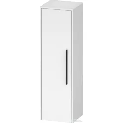   Duravit D-CODE 132x40x36 cm-es 1 ajtós félmagas szekrény fekete fogantyúval, balos, fényes fehér DC1338LBD220000