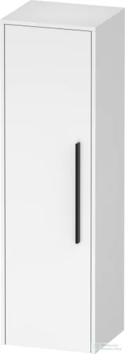 Duravit D-CODE 132x40x36 cm-es 1 ajtós félmagas szekrény fekete fogantyúval, balos, fényes fehér DC1338LBD220000