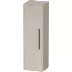   Duravit D-CODE 132x40x36 cm-es 1 ajtós félmagas szekrény fekete fogantyúval, balos, matt taupe DC1338LBD910000
