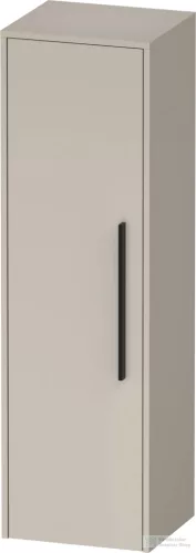 Duravit D-CODE 132x40x36 cm-es 1 ajtós félmagas szekrény fekete fogantyúval, balos, matt taupe DC1338LBD910000