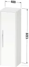 Duravit D-CODE 132x40x36 cm-es 1 ajtós félmagas szekrény króm fogantyúval, jobbos, matt bazalt DC1338R10430000