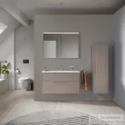 Duravit D-CODE 132x40x36 cm-es 1 ajtós félmagas szekrény króm fogantyúval, jobbos, matt bazalt DC1338R10430000