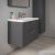 Duravit D-CODE 132x40x36 cm-es 1 ajtós félmagas szekrény króm fogantyúval, jobbos, matt grafit DC1338R10490000